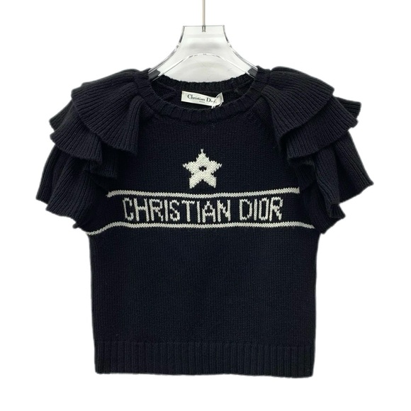 Dior Black Ruffle Cashmere Top - Picture 1 of 8